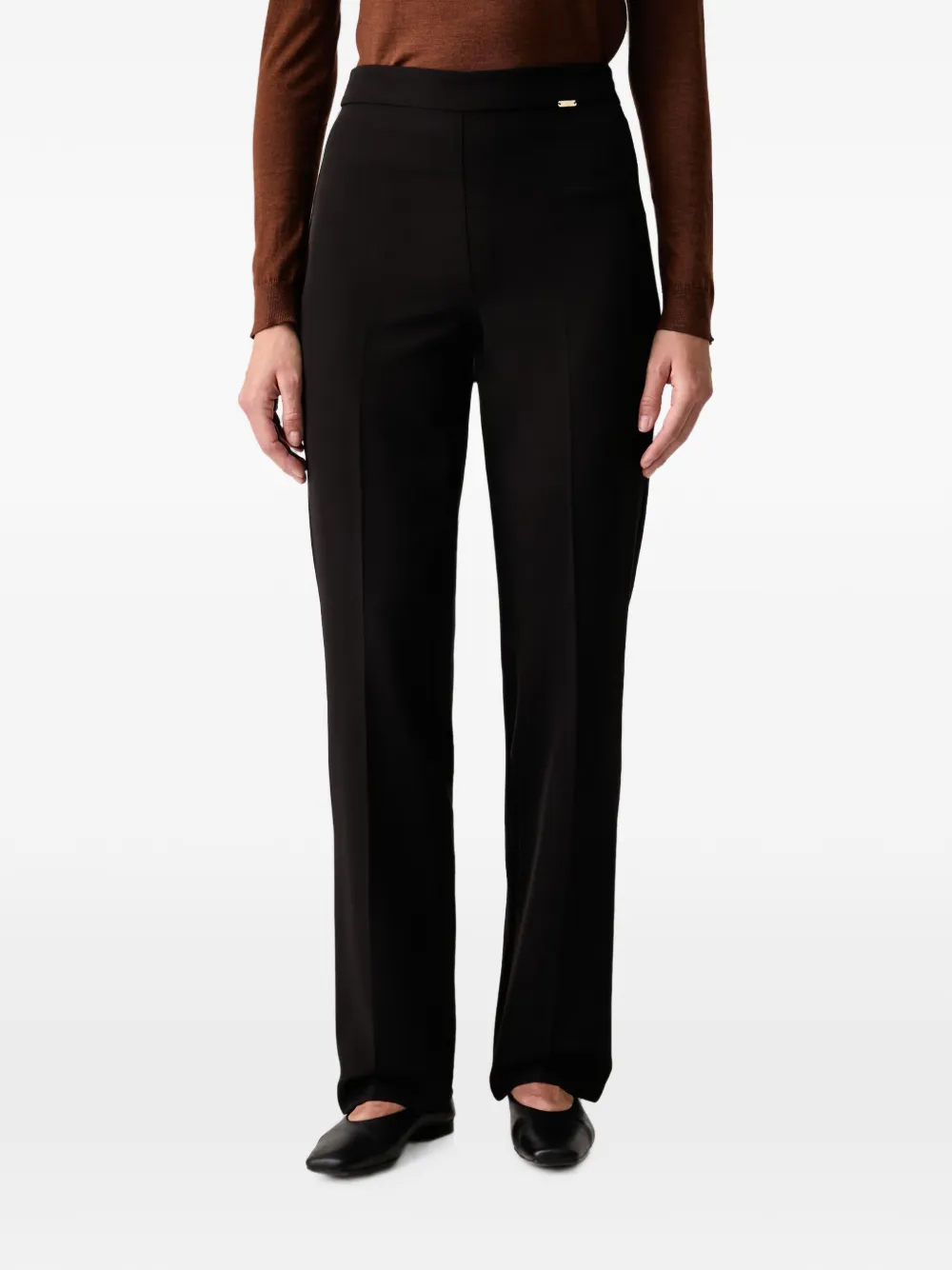 FRACOMINA pressed-crease logo-plaque trousers