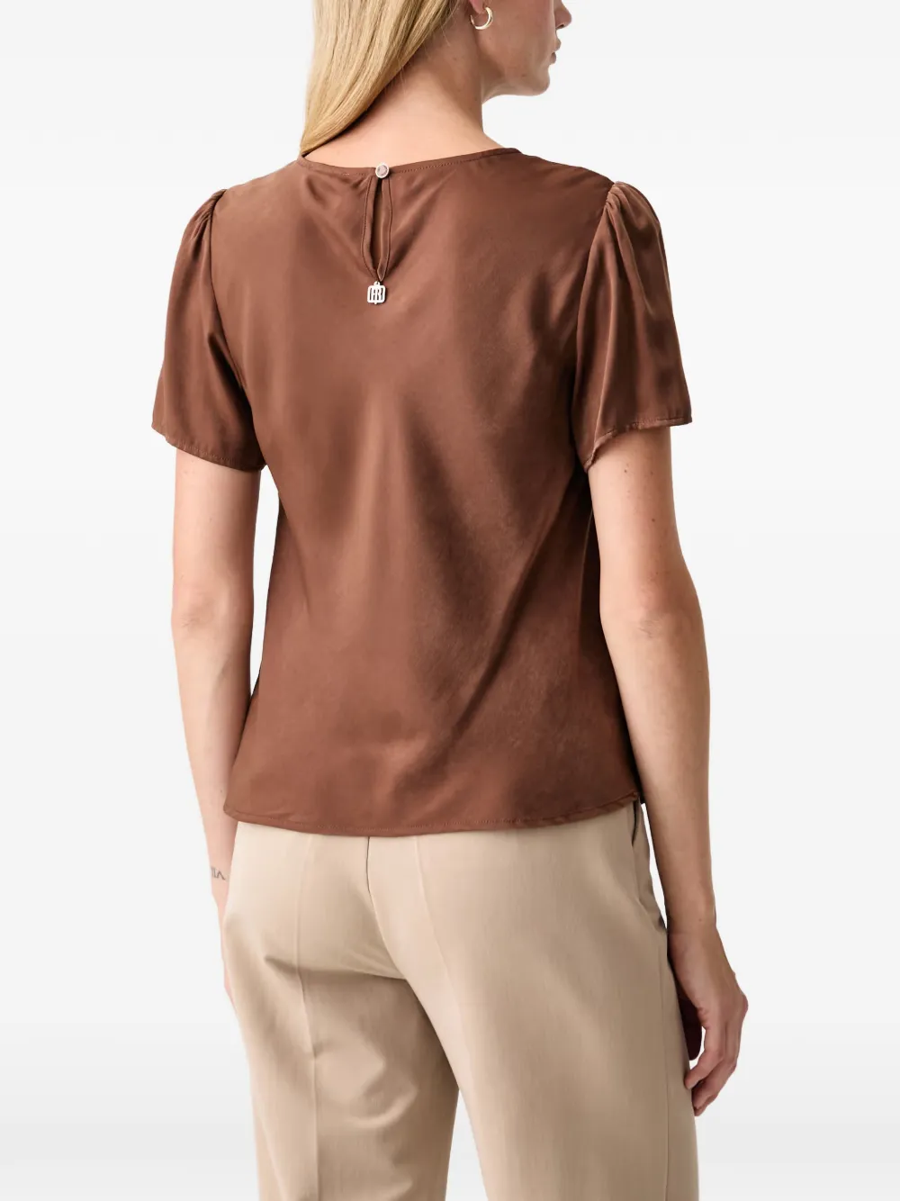 FRACOMINA Blouse met pofmouwen Bruin