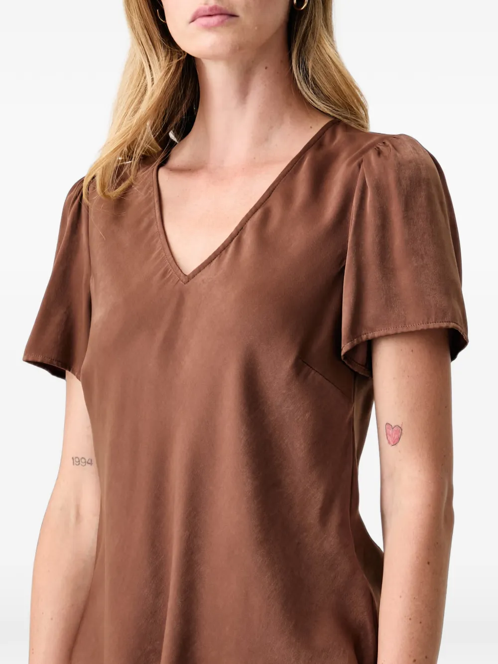 FRACOMINA Blouse met pofmouwen Bruin