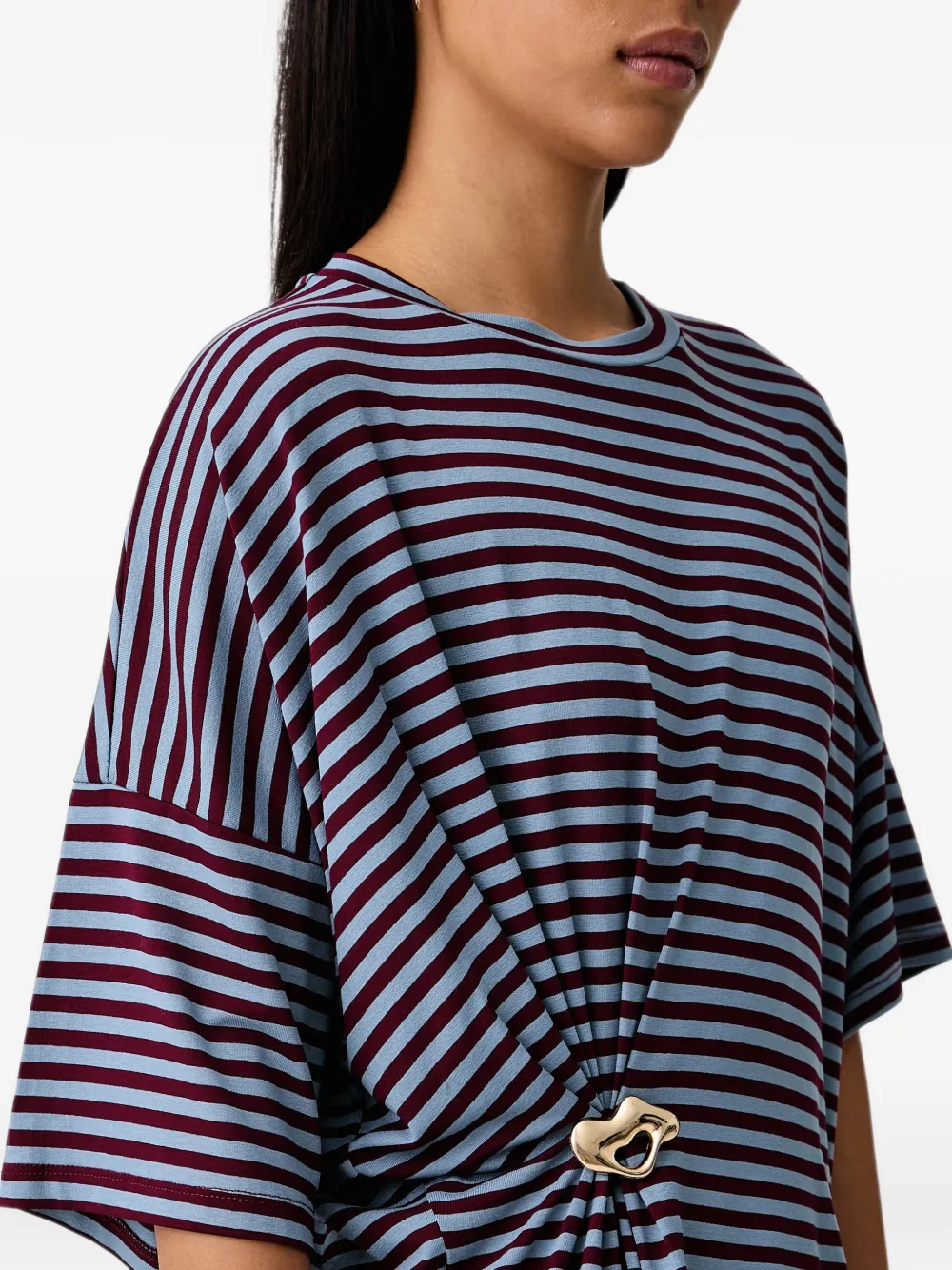 Essentiel Antwerp Gesmockt T-shirt met strepen Blauw