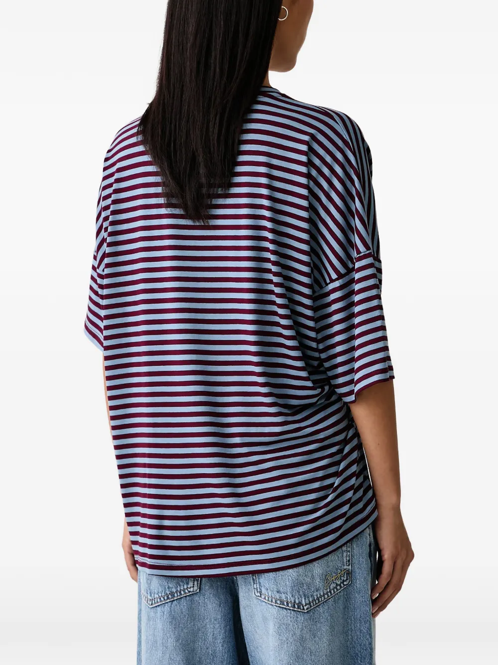 Essentiel Antwerp Gesmockt T-shirt met strepen Blauw