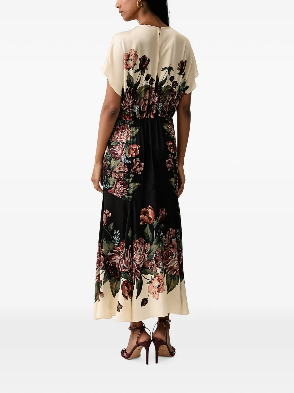 FARM Rio Midi-jurk met bloemenprint Zwart