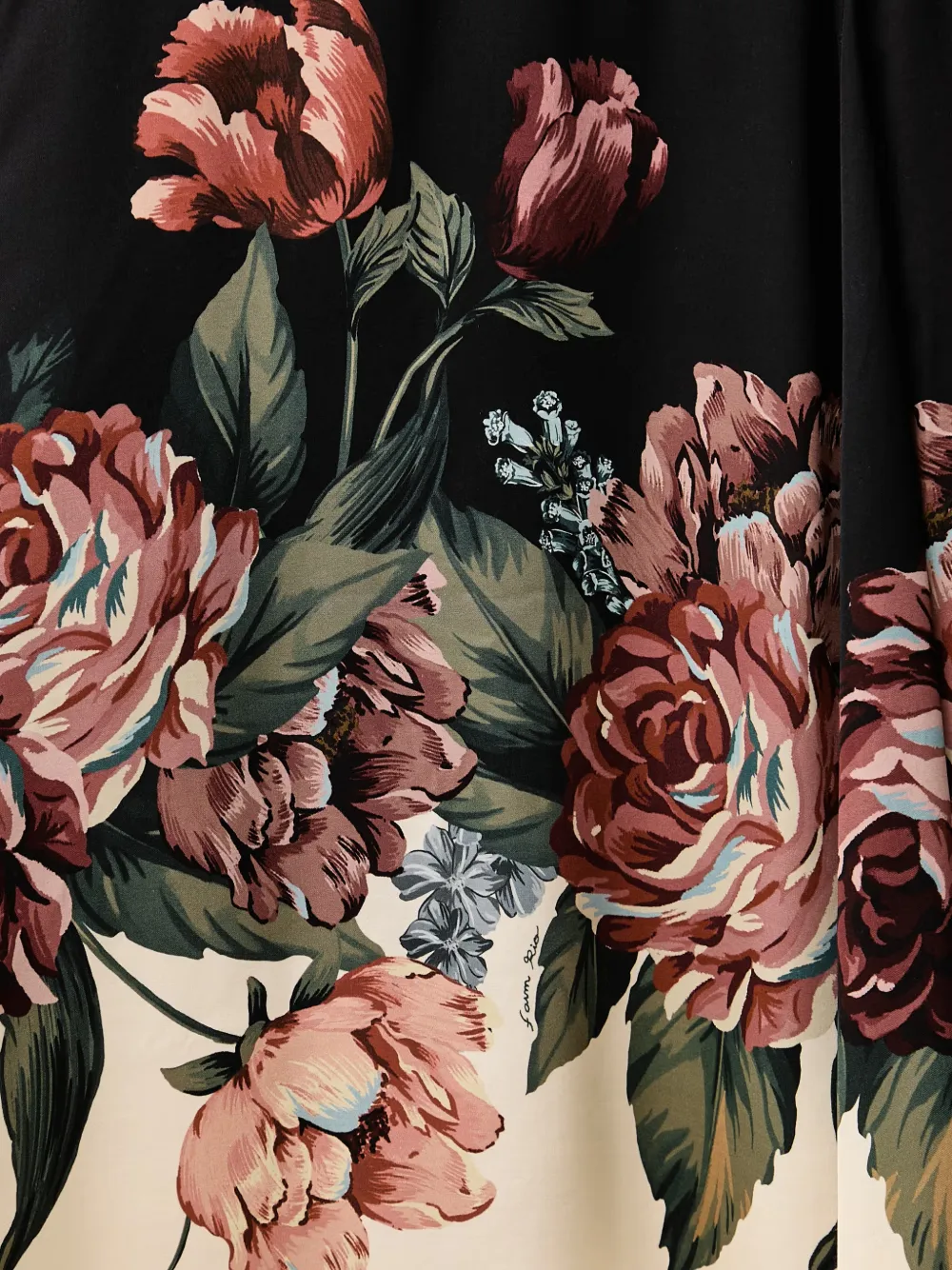 FARM Rio Midi-jurk met bloemenprint Zwart