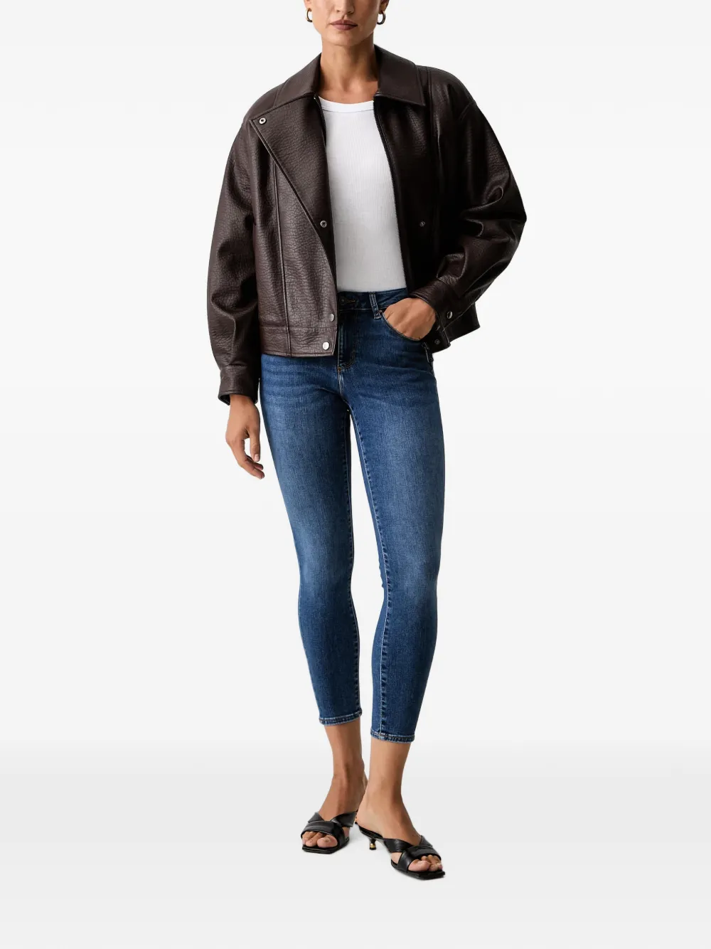 FRACOMINA Cropped jeans met whisker-effect Blauw