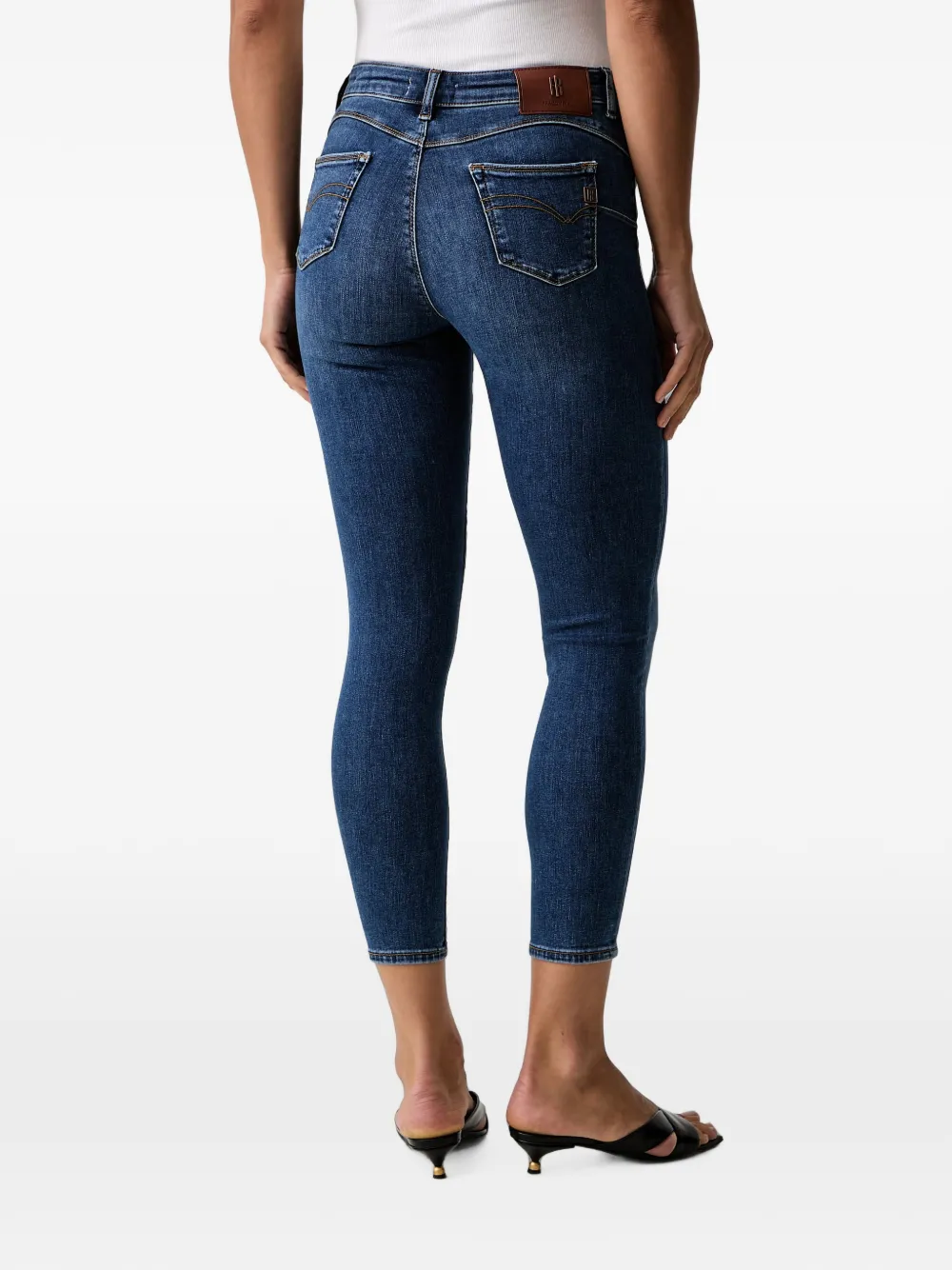 FRACOMINA Cropped jeans met whisker-effect Blauw