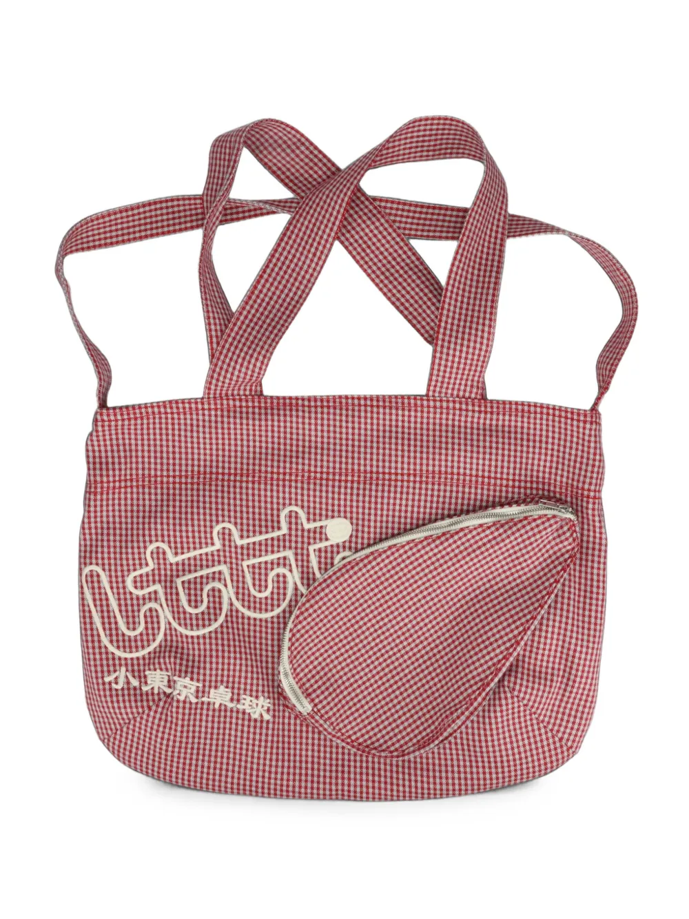 LITT' gingham frayed-check tote bag