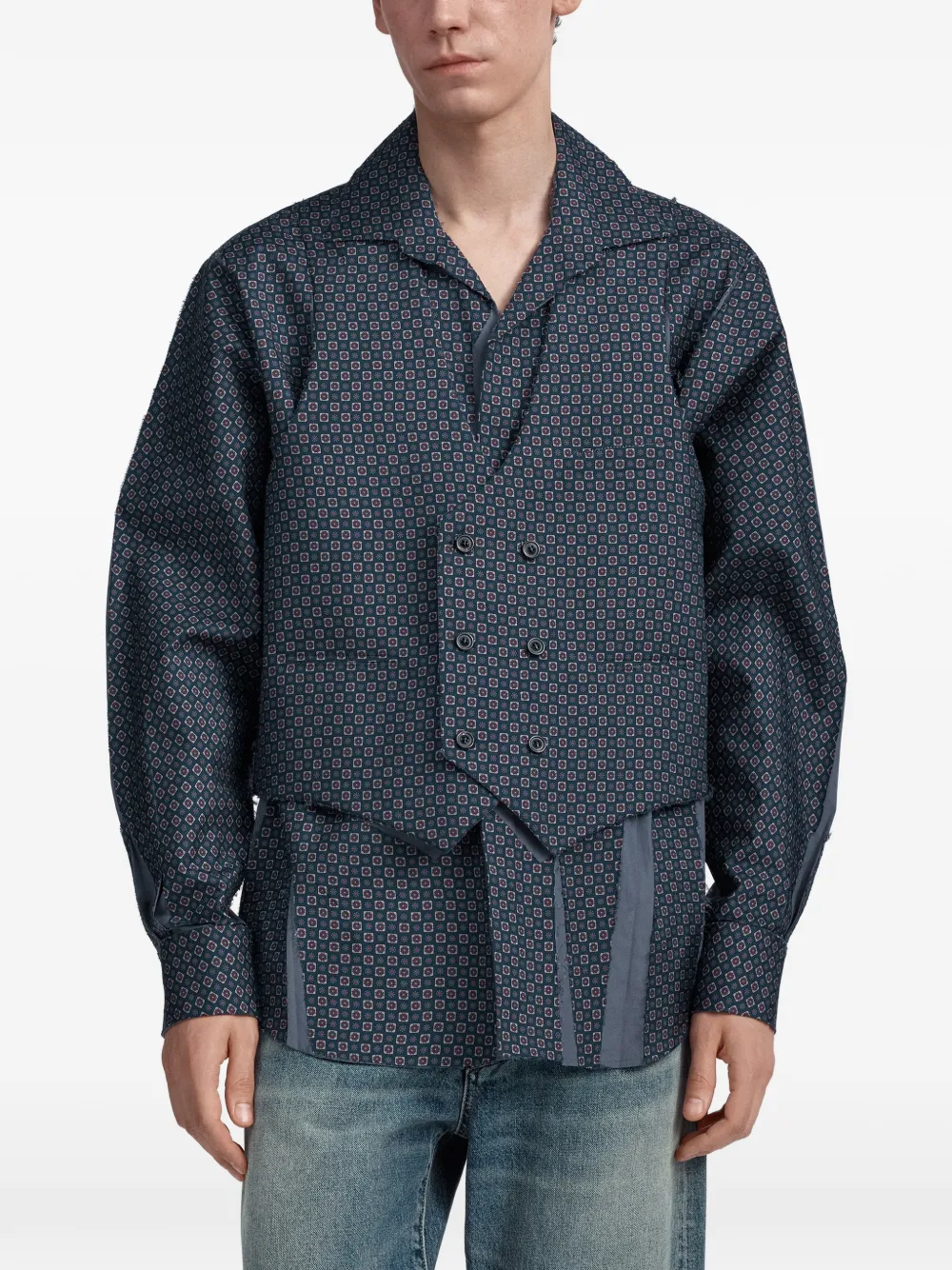 Maison Margiela Fusion zijden overhemd met geometrische print Blauw