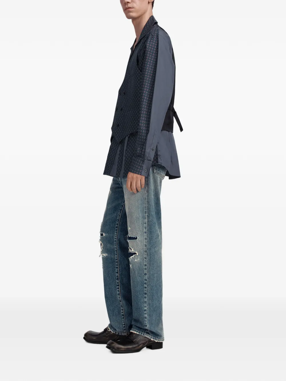 Maison Margiela Fusion zijden overhemd met geometrische print Blauw