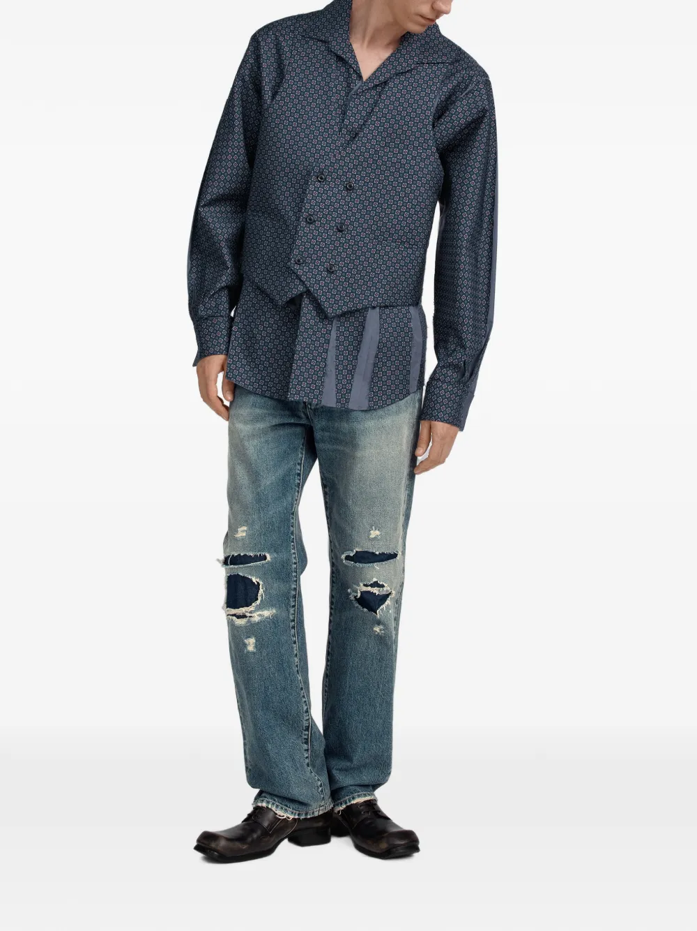 Maison Margiela Fusion zijden overhemd met geometrische print Blauw