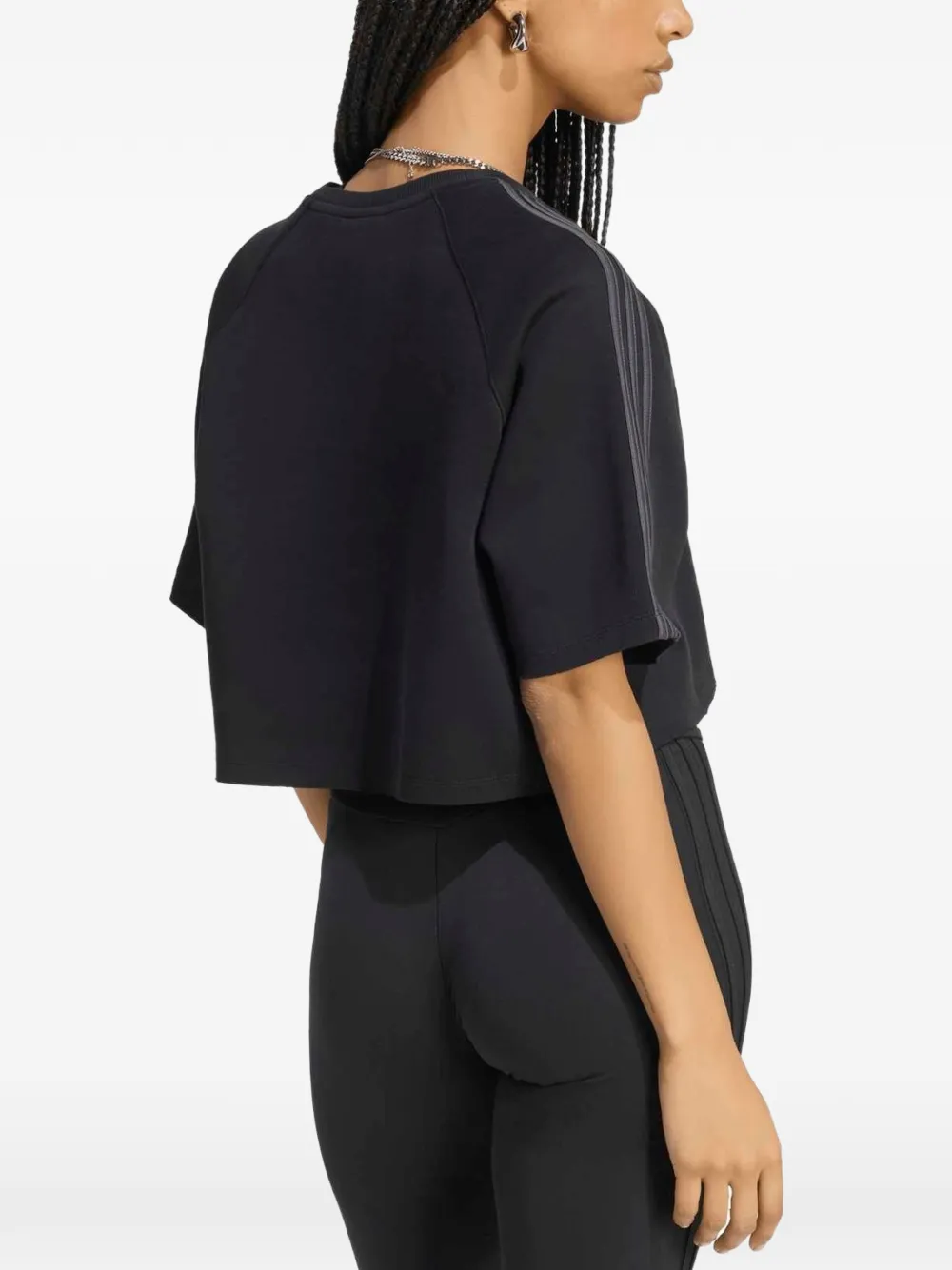 adidas Sst 2.0 boxy cropped T-shirt Zwart