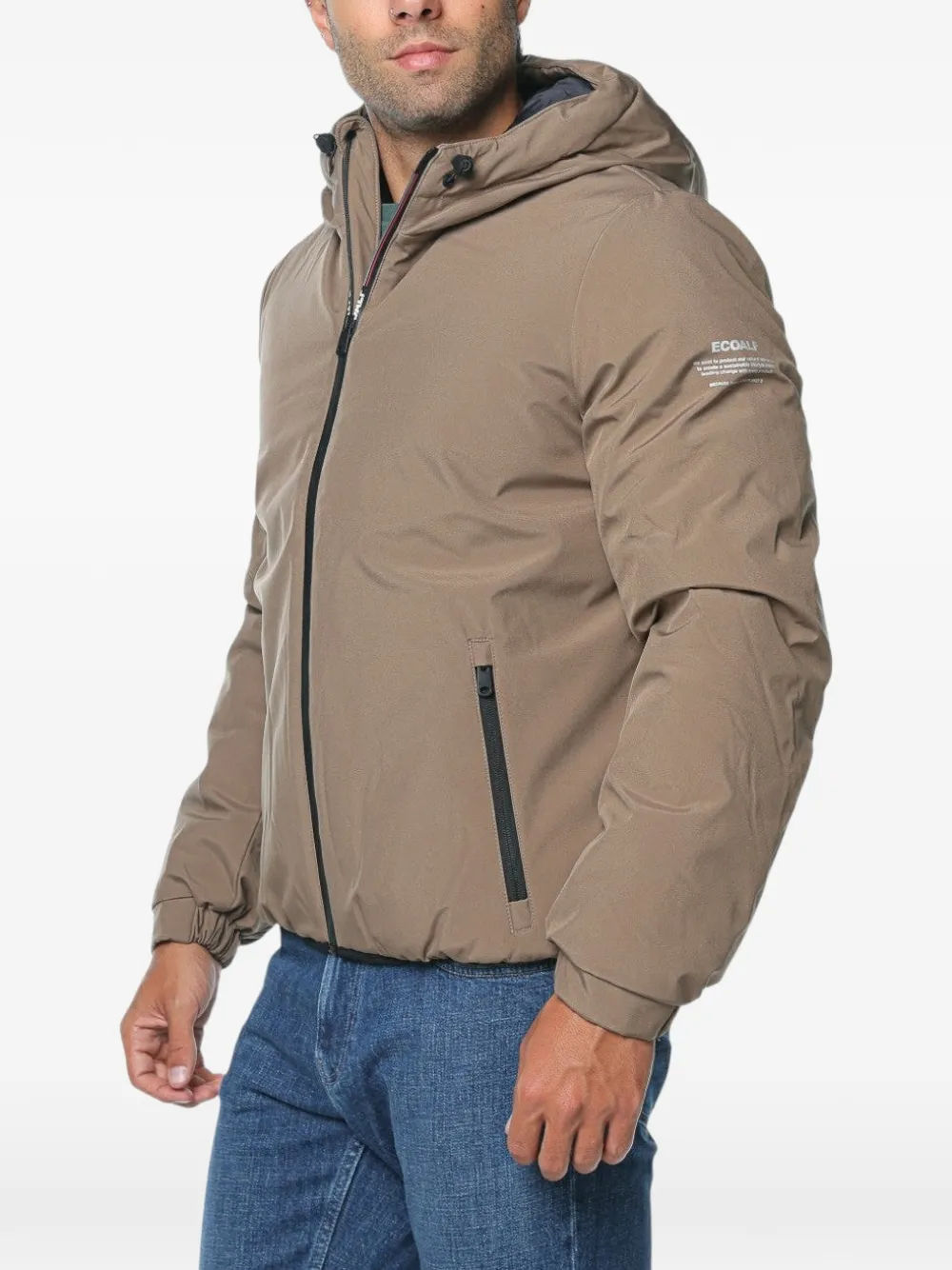 Ecoalf hooded zip-up jacket Beige