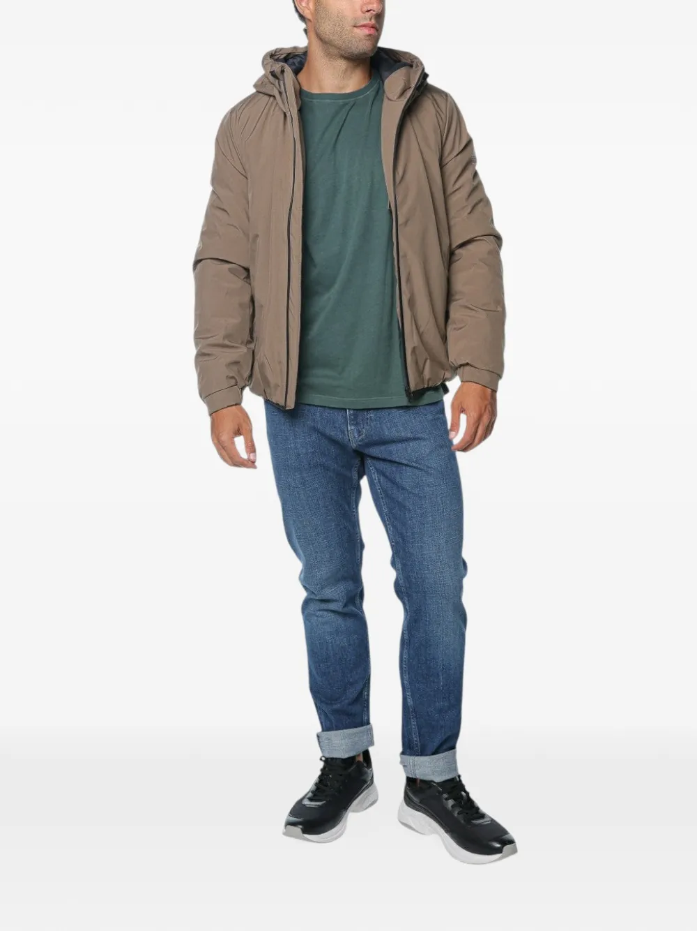 Ecoalf hooded zip-up jacket Beige