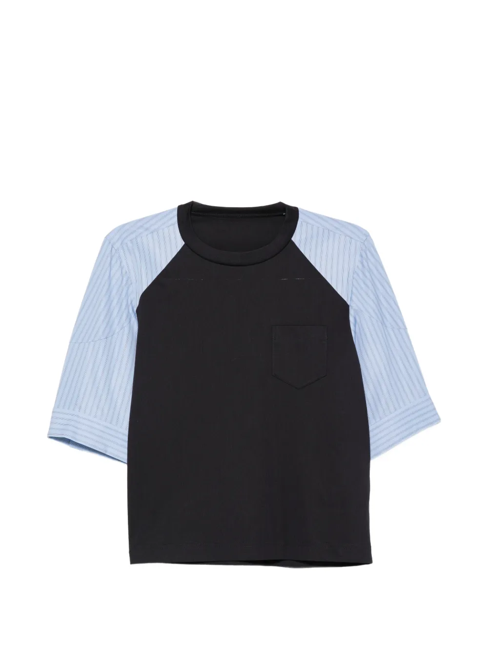 Sacai Raglan T-shirt met gestreepte mouwen Blauw