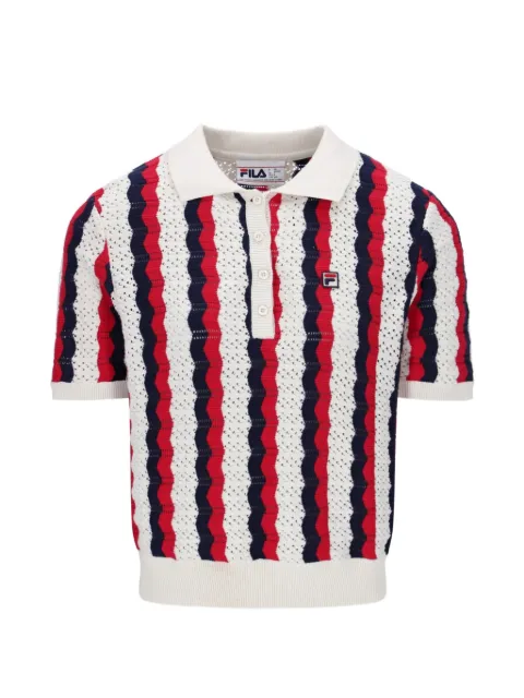 Fila Porto crochet-knit striped polo shirt