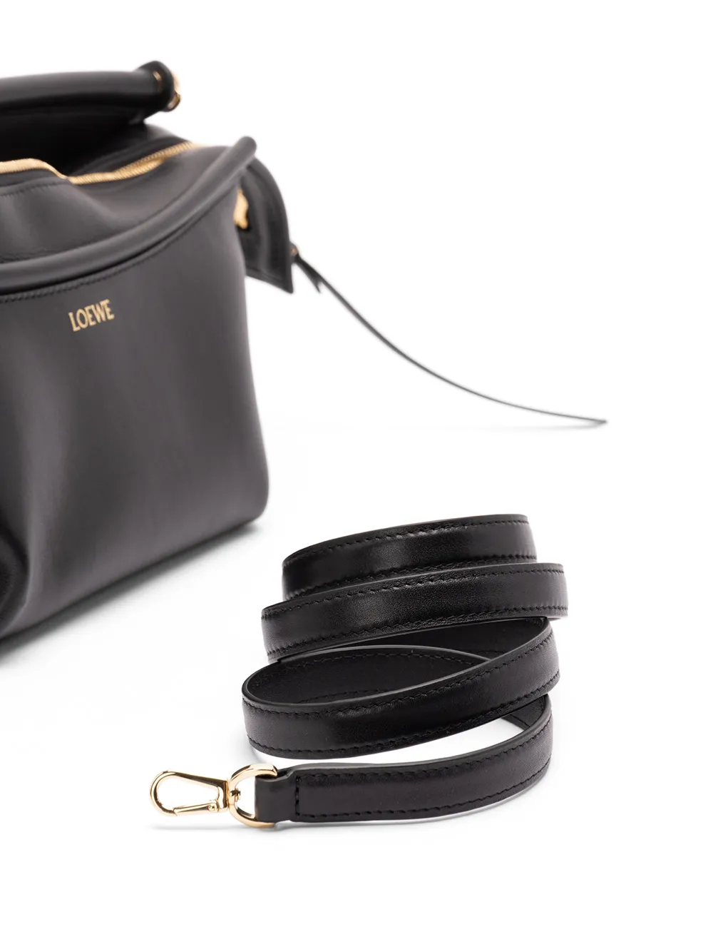 LOEWE Small Whisker Leather Tote Bag in Black, view 5