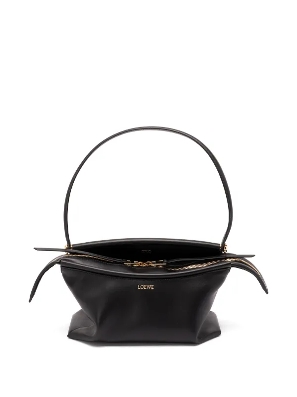 Loewe Small Whisker Leather Tote Bag in Black