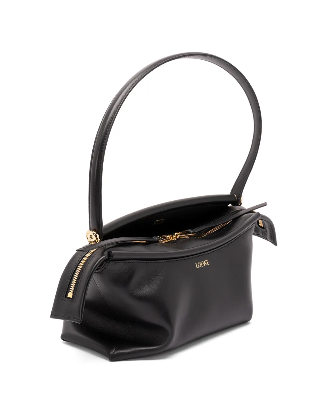 LOEWE Small Whisker Leather Tote Bag in Black, view 3