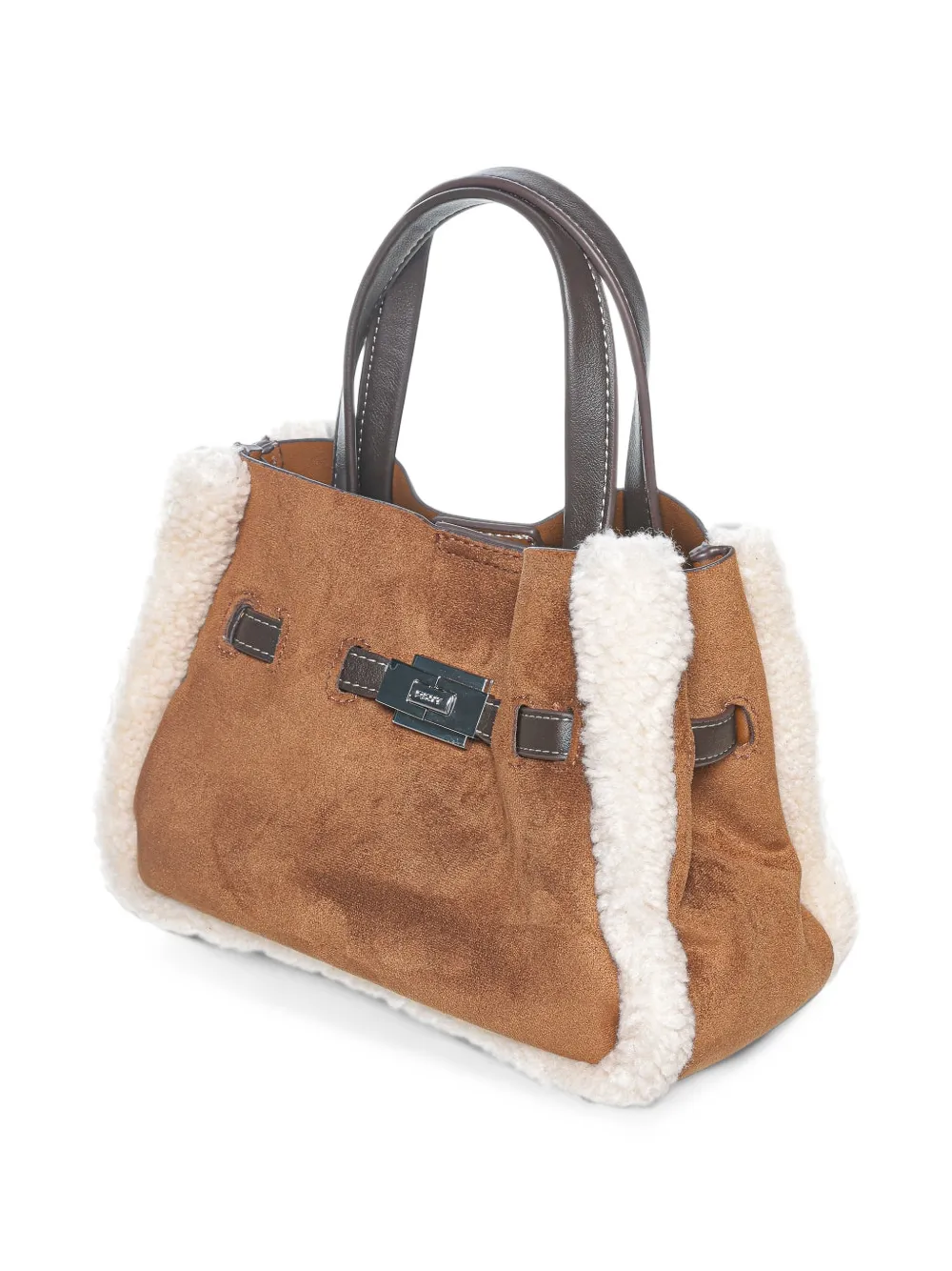 DKNY Bryar shearling-trim shoulder bag Bruin