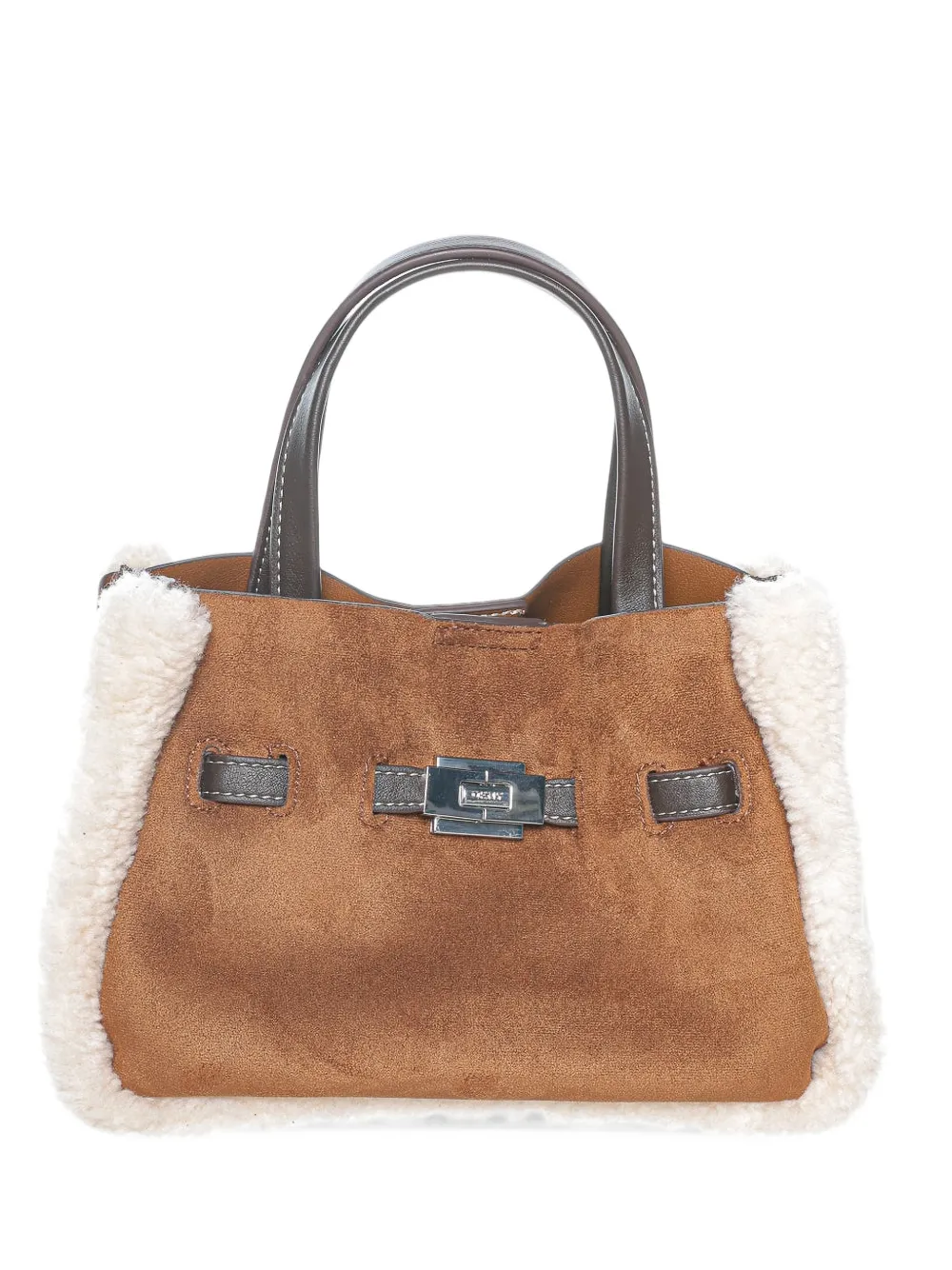 DKNY Bryar shearling-trim shoulder bag - Braun