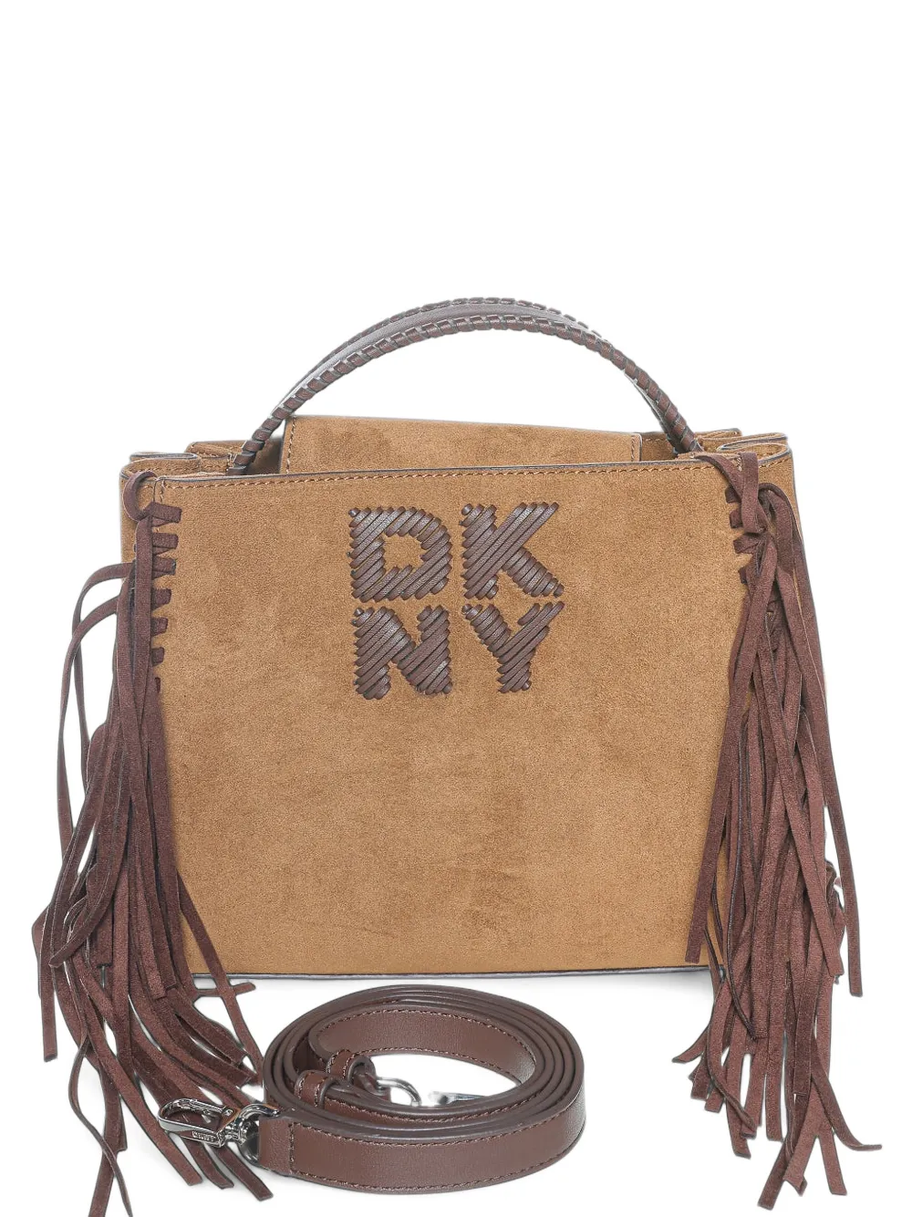 DKNY Foster fringe-trimmed shoulder bag - Brown