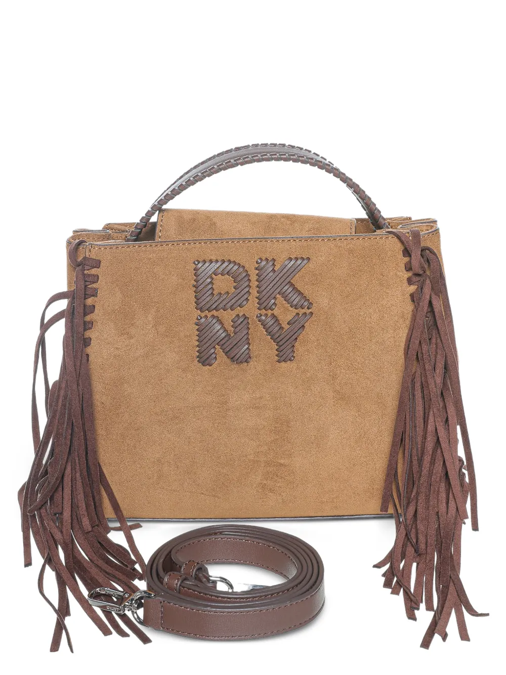 DKNY Foster schoudertas met franje Bruin
