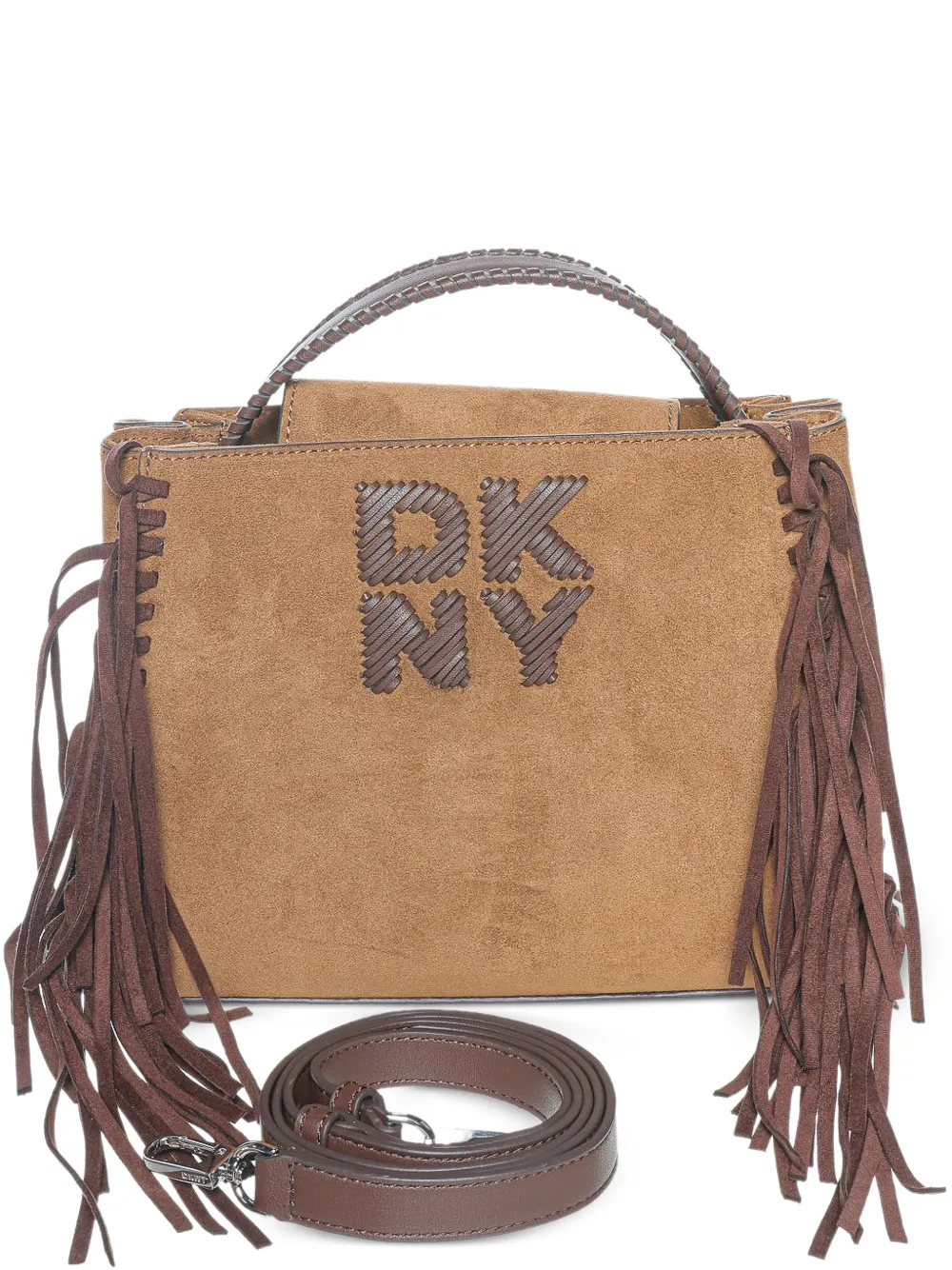 DKNY Foster schoudertas met franje Bruin