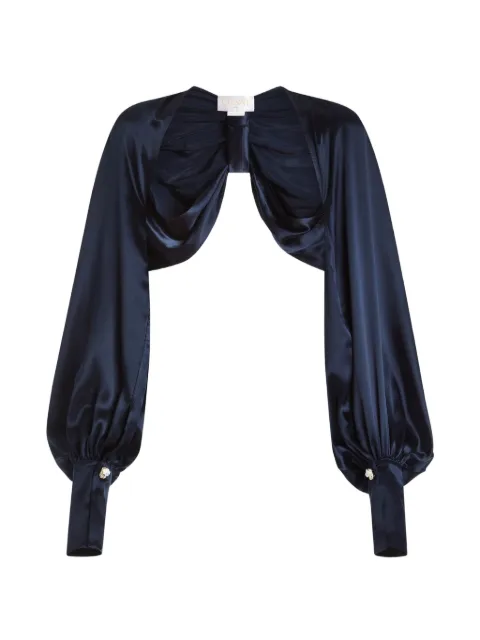 Genny satin-finish draped-back jacket