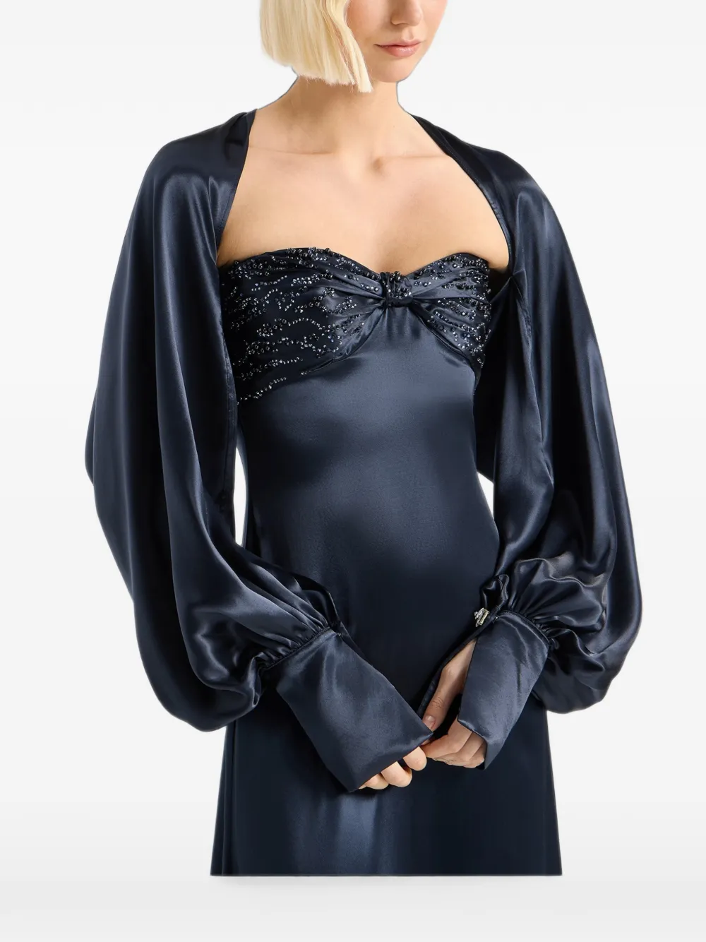 Genny Jack met gedrapeerde achterkant en satijnen afwerking Blauw