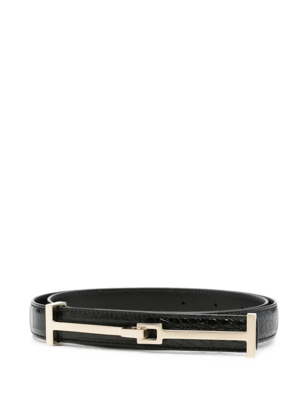 TOM FORD T-logo crocodile-effect belt - Nero
