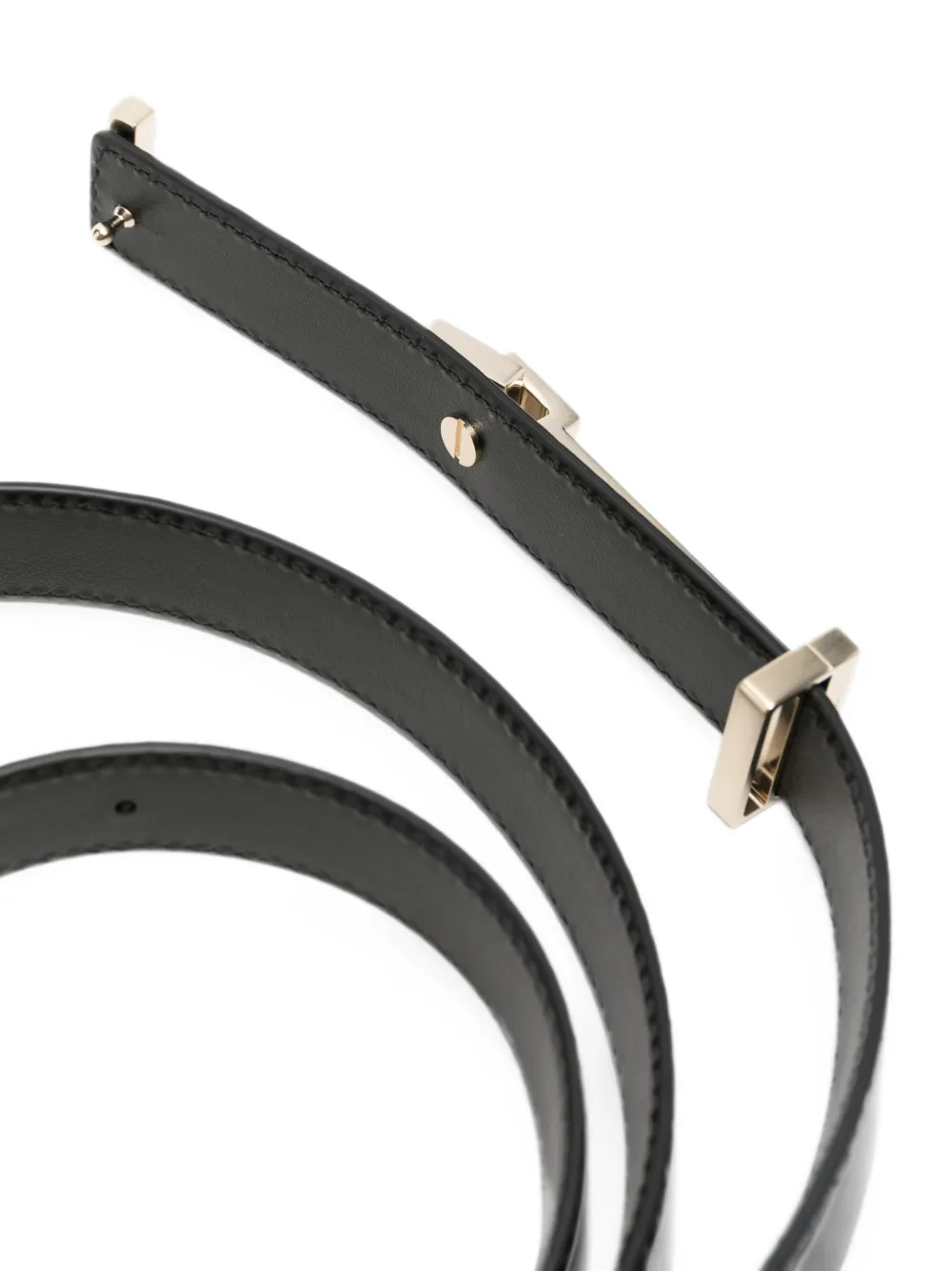 TOM FORD Riem met krokodillen-reliëf en T-logo Zwart