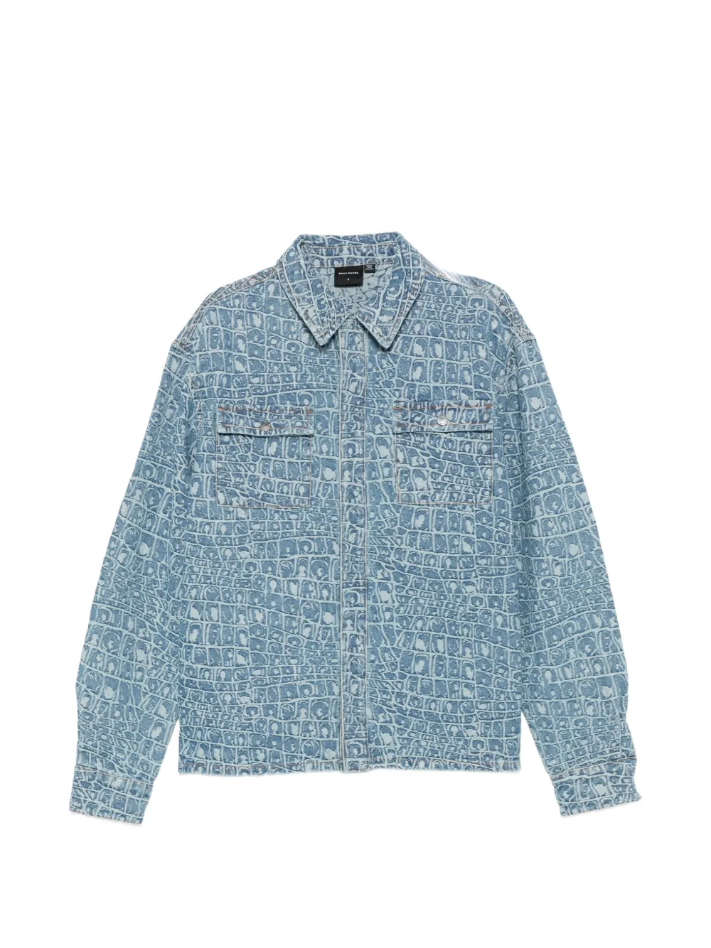 Daily Paper Croc-jacquard Denim Jacket In Blue
