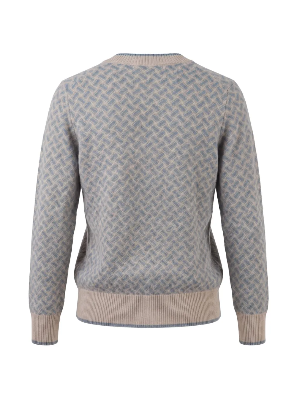 Drumohr Razor Blade trui met geometrisch patroon en V-hals Beige