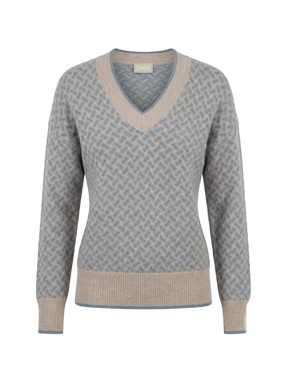 Drumohr geometric-pattern V-neck sweater - Blue