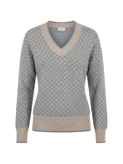Drumohr geometric-pattern V-neck sweater