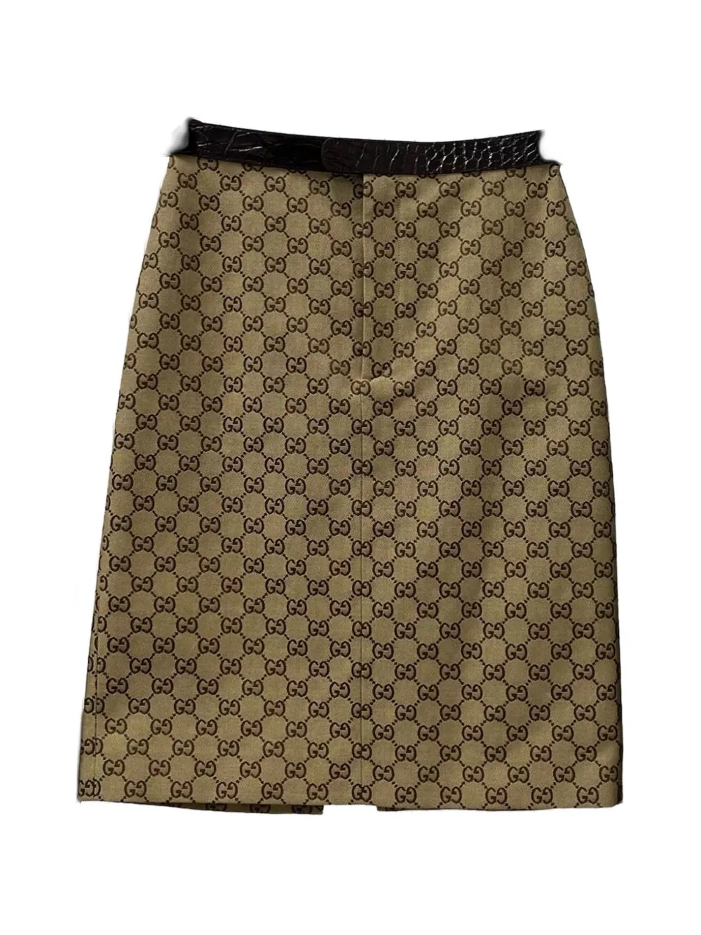Gucci GG Supreme midi-rok met krokodillen-reliëf Bruin
