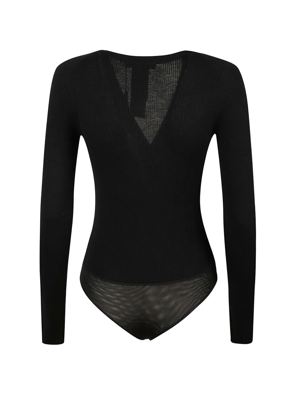 Max Mara ribbed-knit wrap bodysuit Zwart