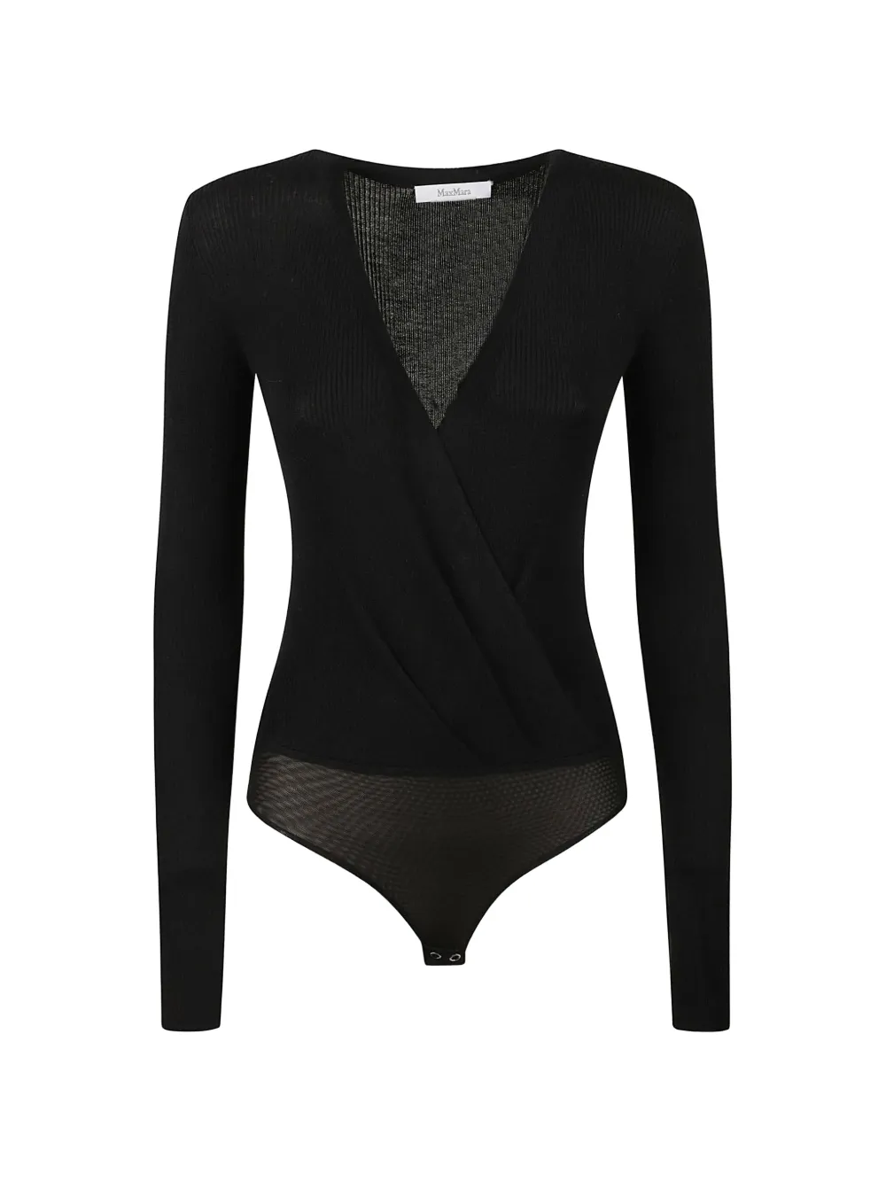 Max Mara ribbed-knit wrap bodysuit - Schwarz