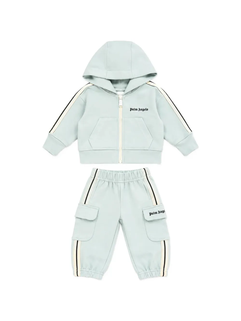 Palm Angels Kids Trainingspak met logo-print en zijstreep Blauw