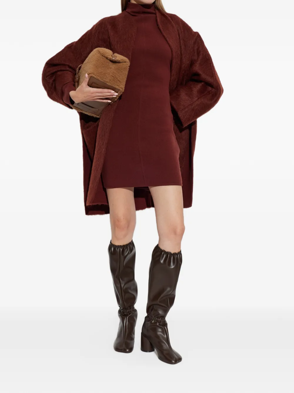 Max Mara raised-seam knitted mini dress Rood
