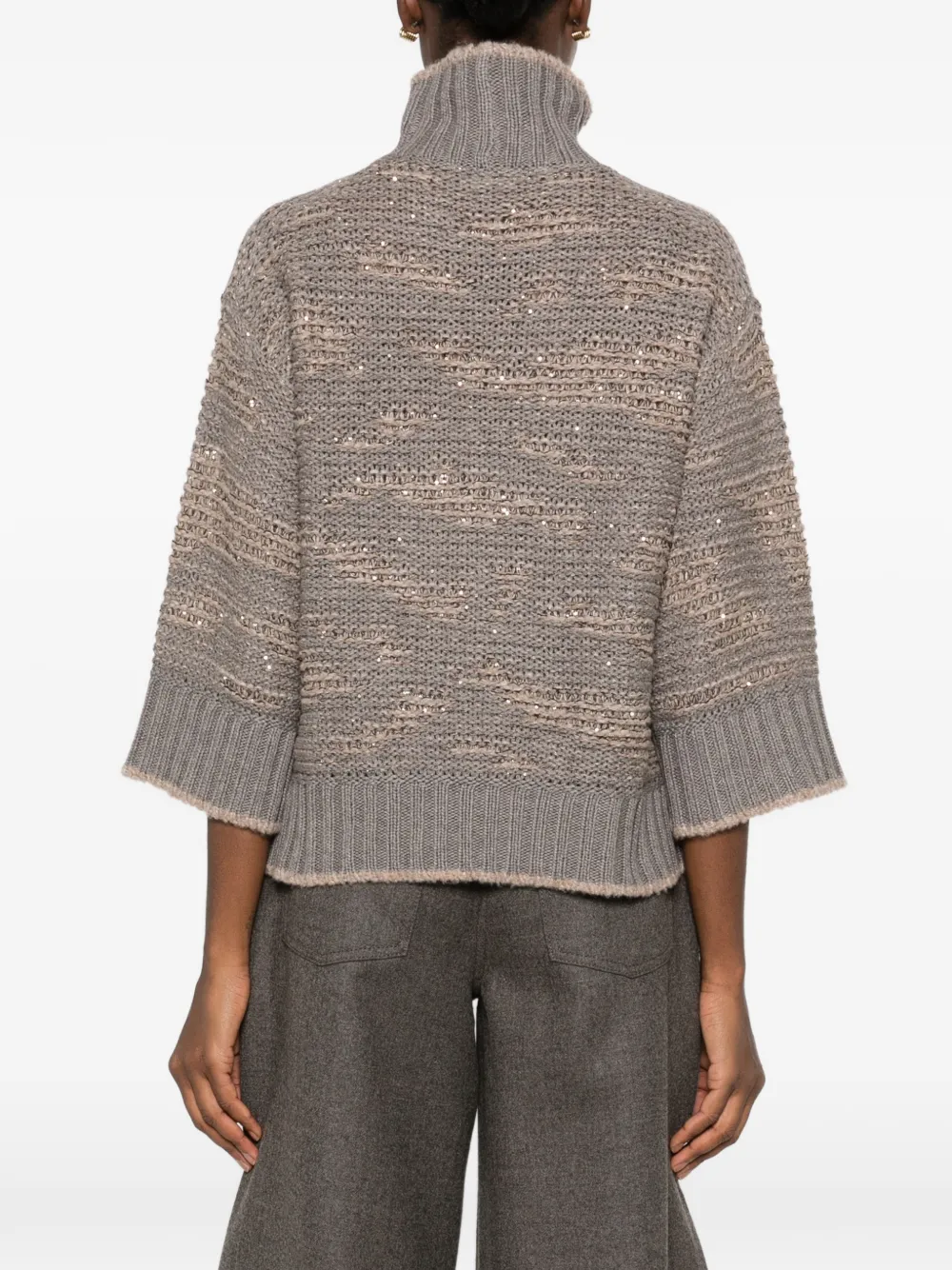 Fabiana Filippi sequin-embellished roll-neck sweater Grijs