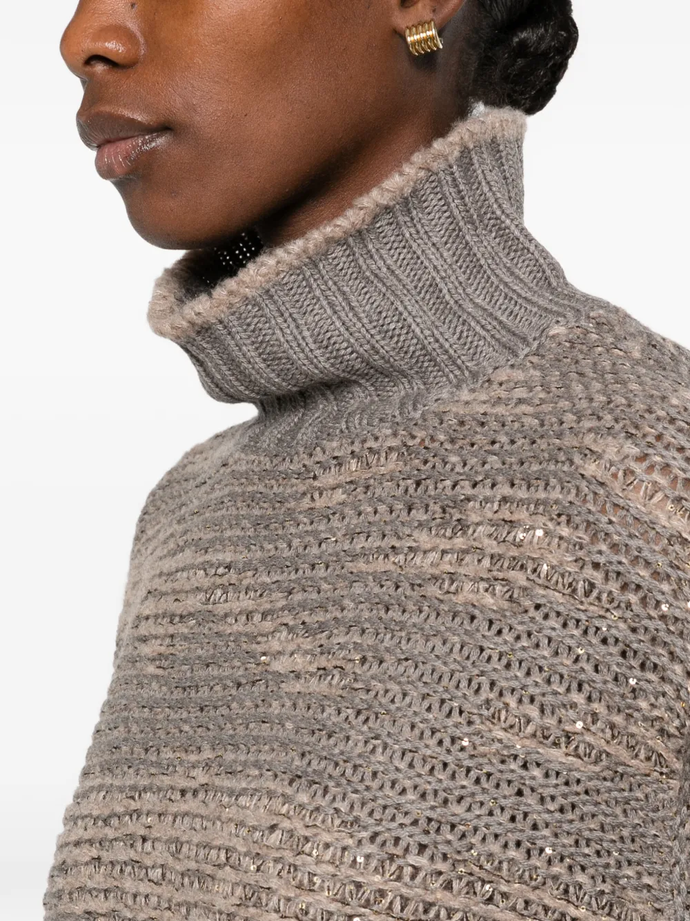 Fabiana Filippi sequin-embellished roll-neck sweater Grijs
