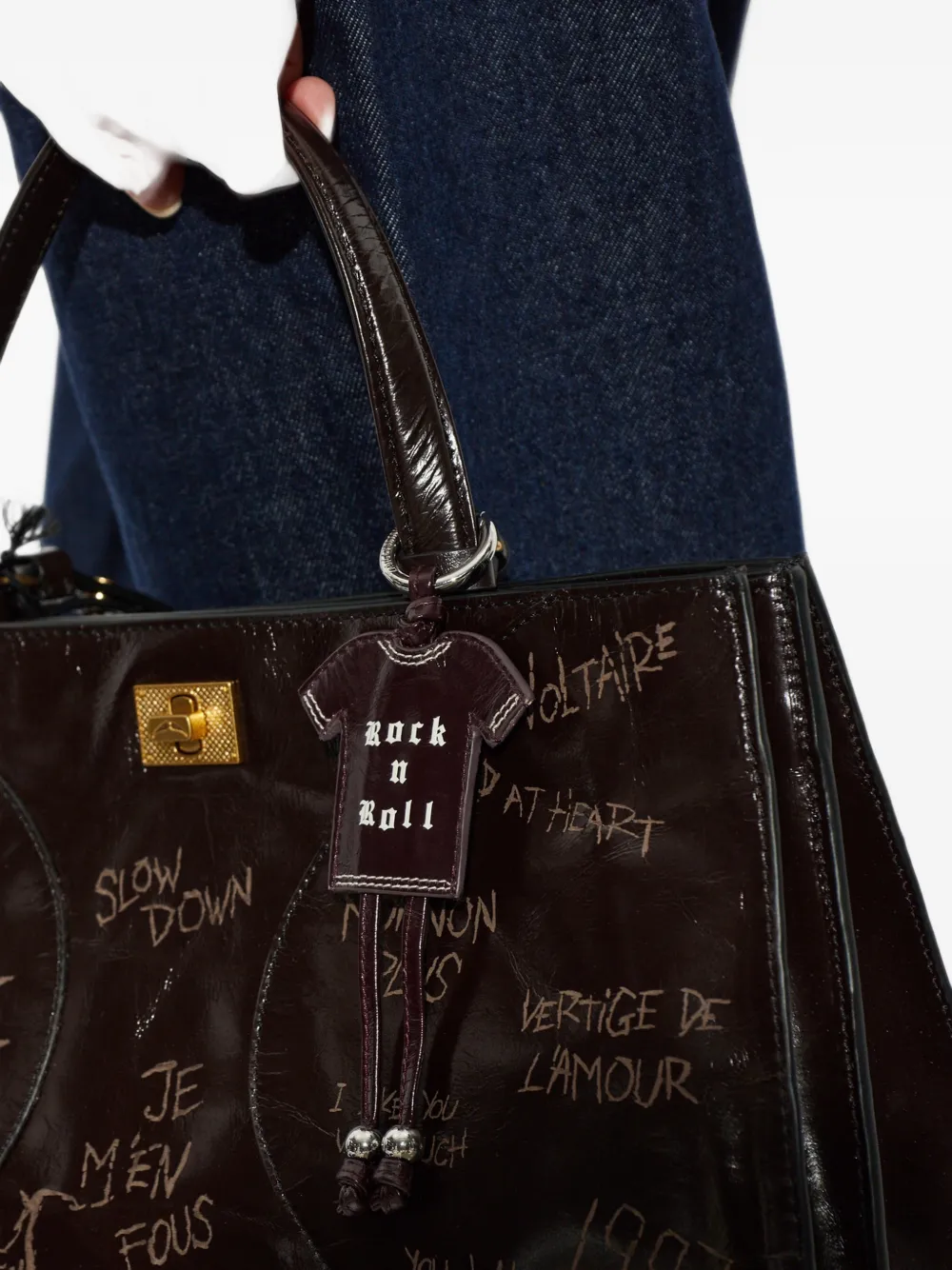 Zadig&Voltaire T-shirtvormige leren sleutelhanger Paars