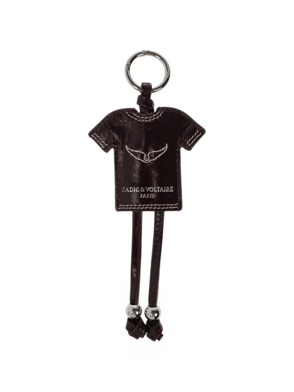 Zadig&Voltaire T-shirtvormige leren sleutelhanger Paars