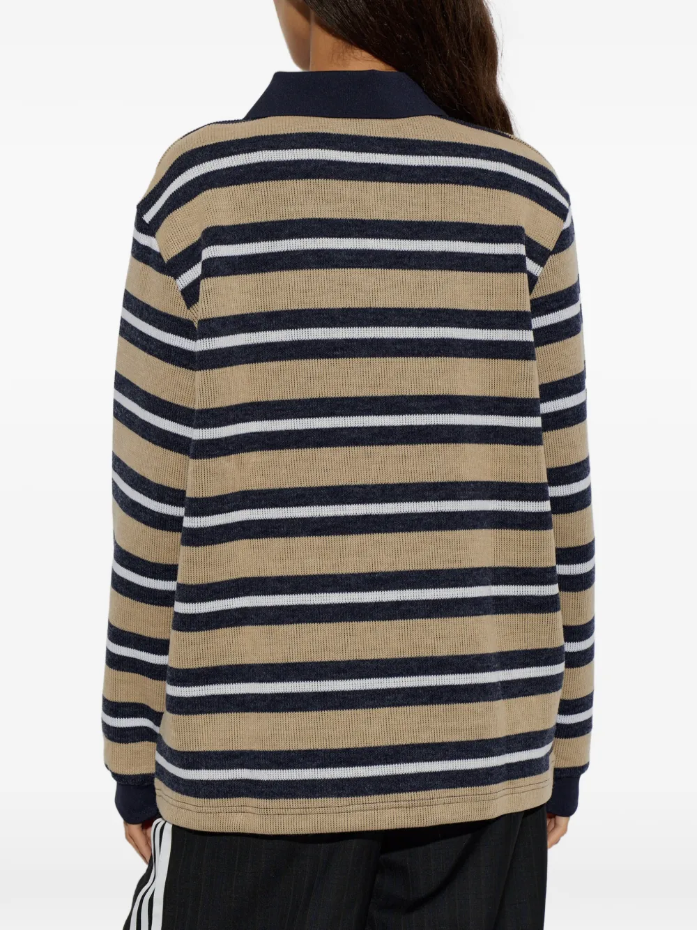adidas striped long-sleeve polo shirt Groen