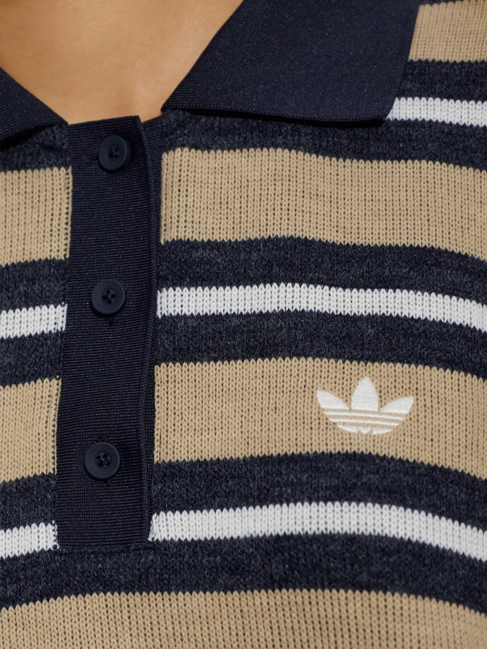 adidas striped long-sleeve polo shirt Groen