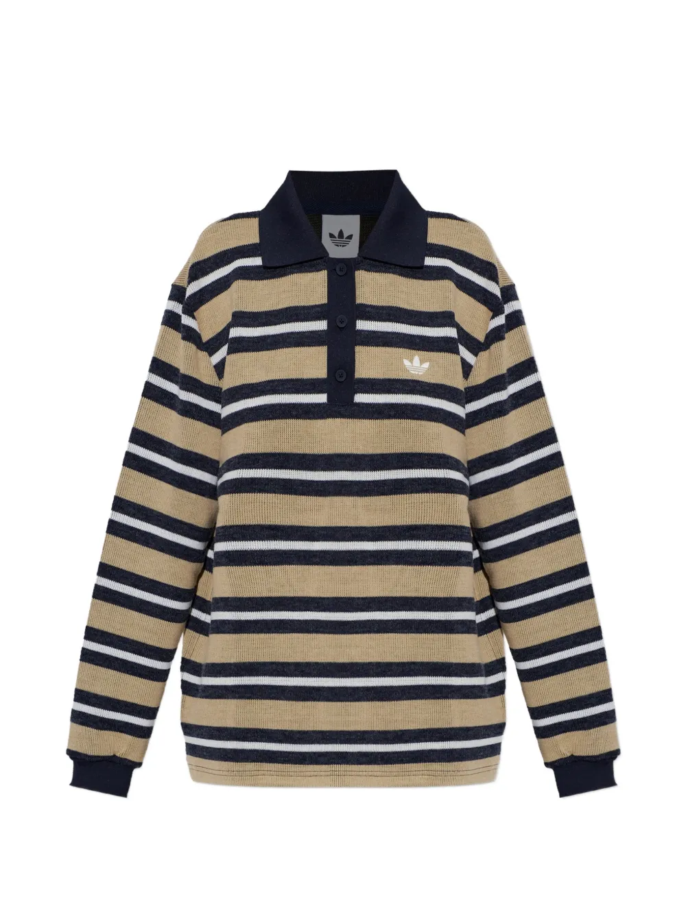 adidas striped long-sleeve polo shirt