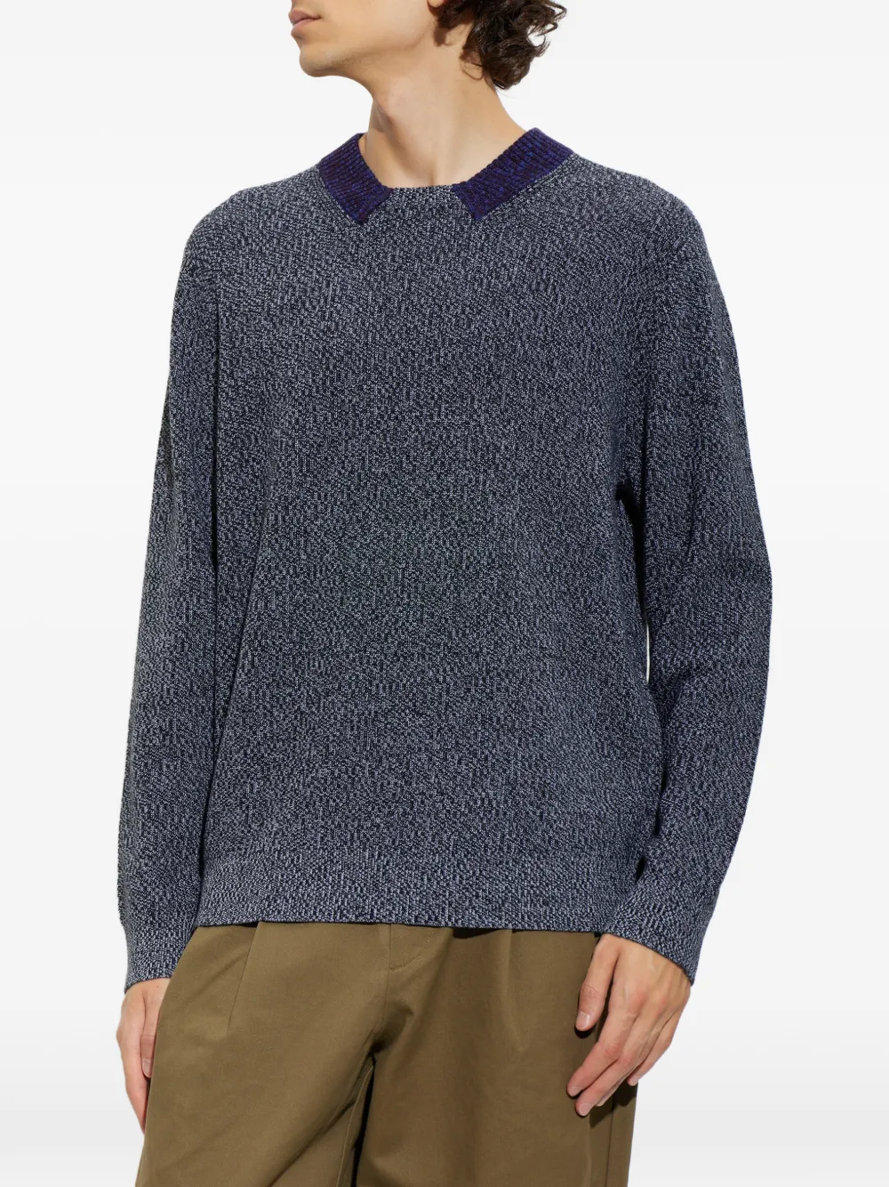 Paul Smith contrast-collar marl sweater Blauw