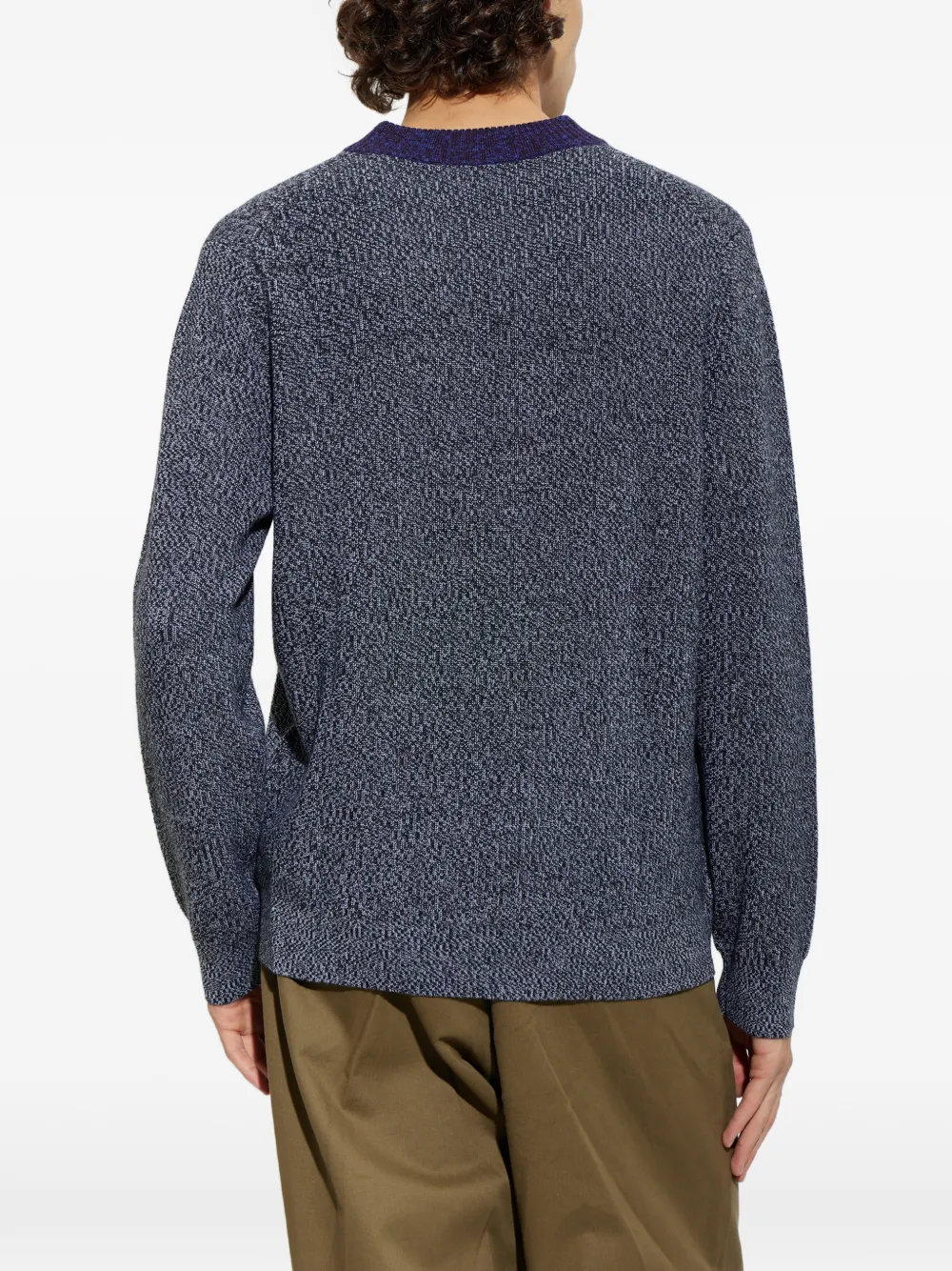Paul Smith contrast-collar marl sweater Blauw