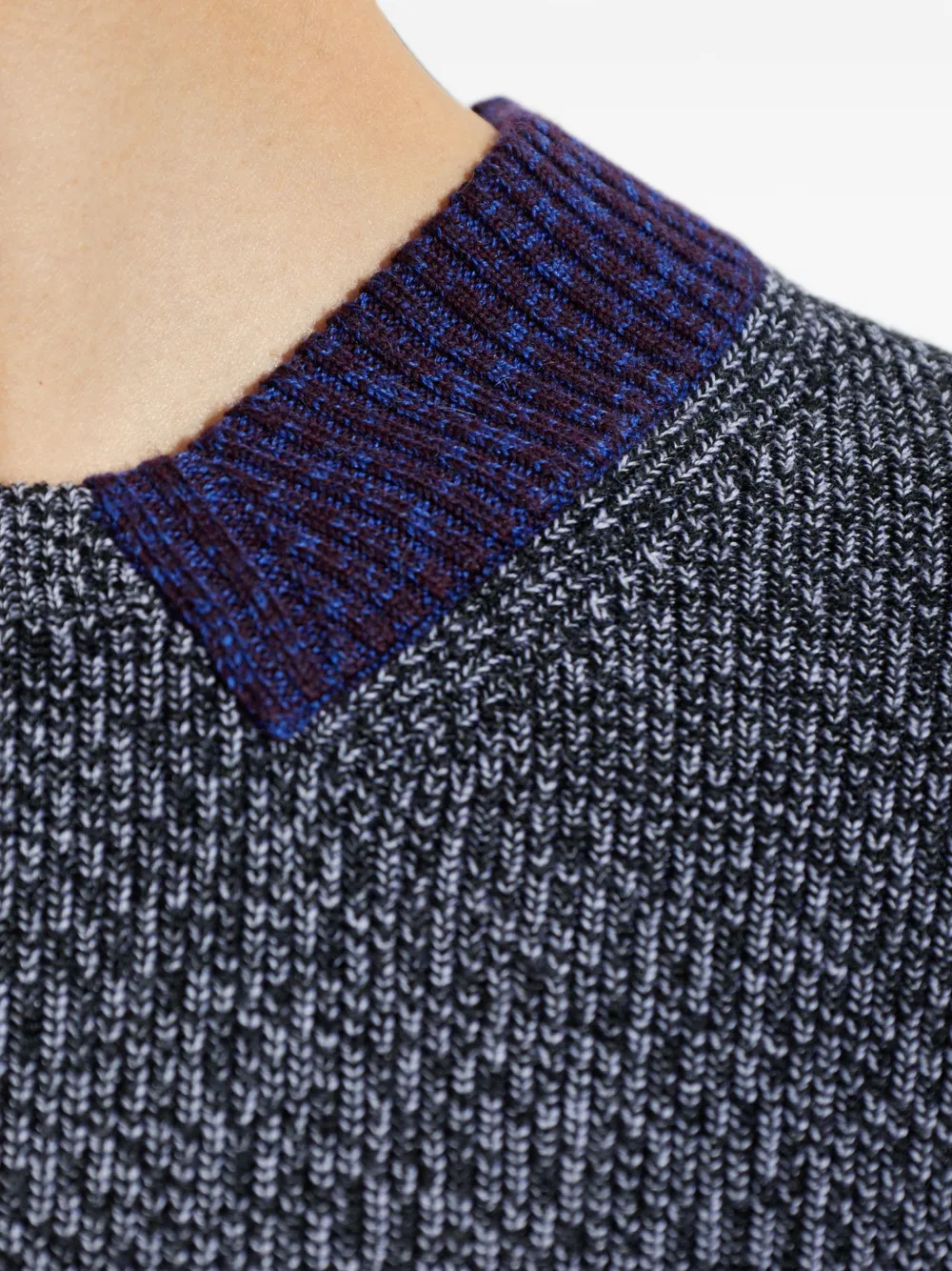 Paul Smith contrast-collar marl sweater Blauw