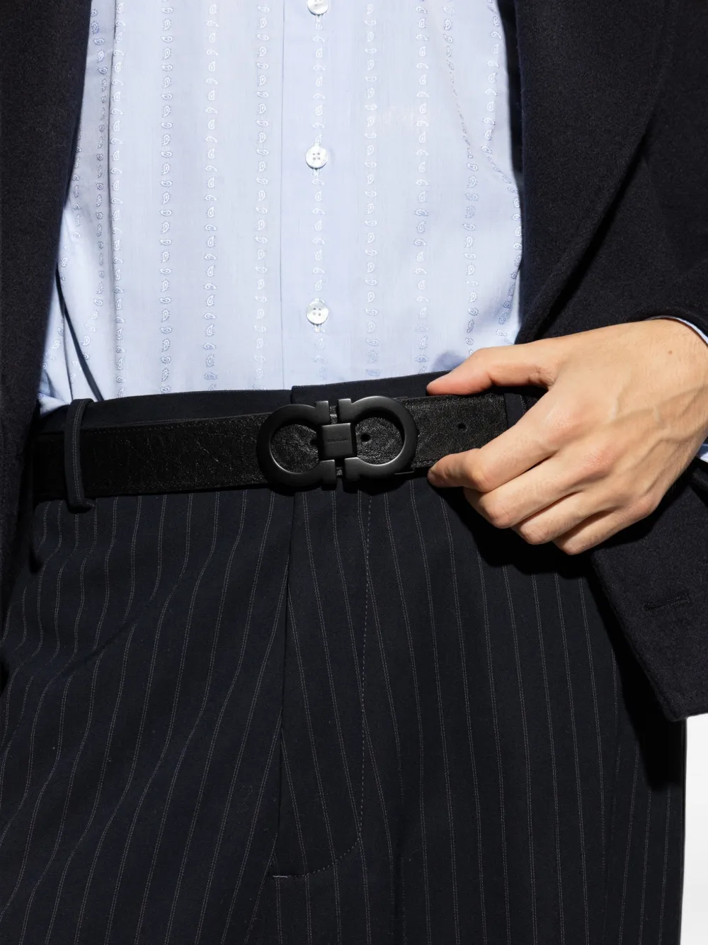 Ferragamo Riem met Gancini-gesp Zwart